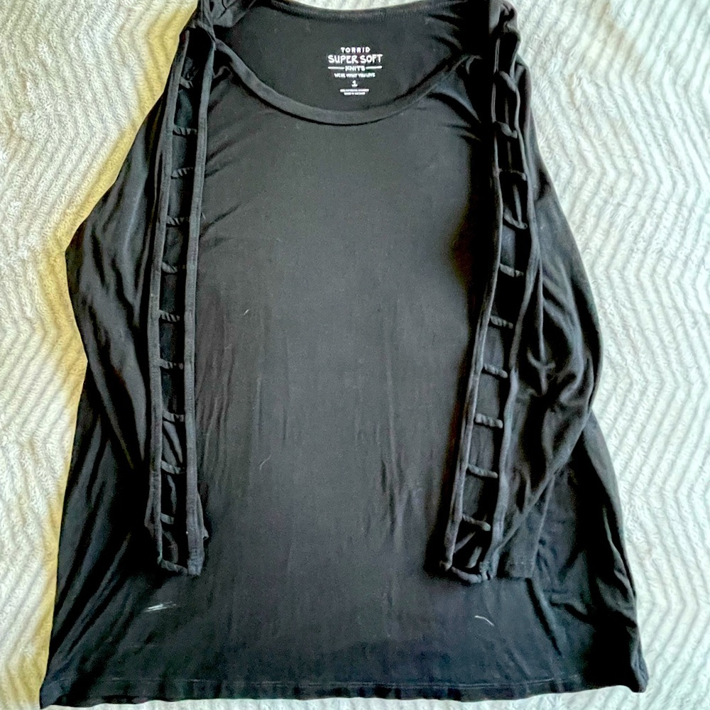 Torrid Black Top, Super Soft with Cut Outs on the Arms